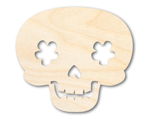 Unfinished Wood Flower Skull Shape | DIY Day of the Dead Craft Cutout | up to 36" DIY