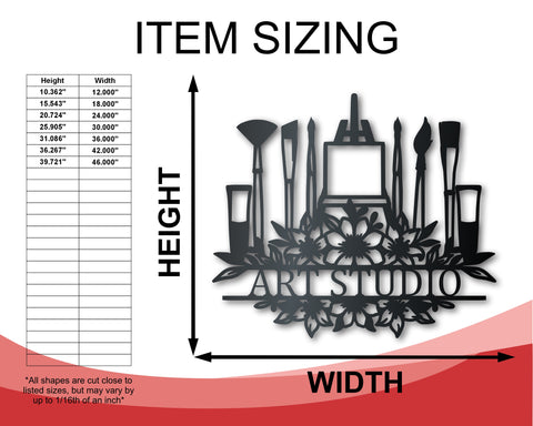 Metal Artist Easel Wall Art | Art Studio Metal Sign | Indoor Outdoor | Up to 46" | Over 20 Color Options