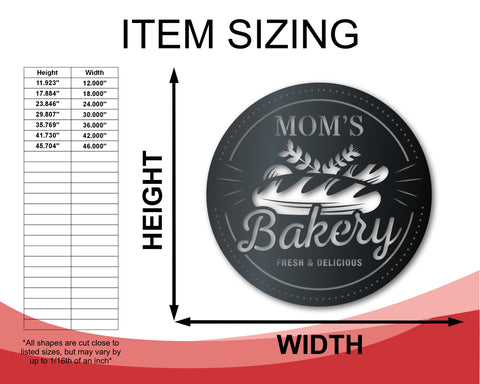 Custom Metal Bakery Wall Art | Indoor Outdoor | Up to 46" | Over 20 Color Options