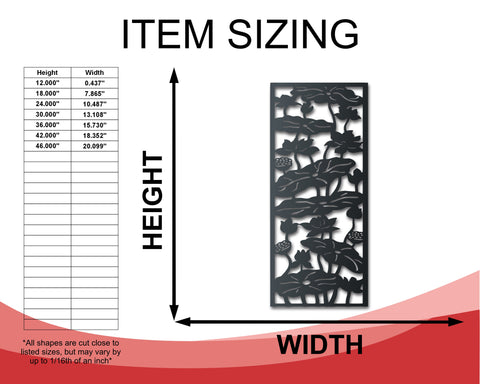 Metal Climbing Flowers Panel Wall Art | Indoor Outdoor | Over 20 Color Options