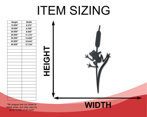 Metal Frog on Cat Tail Wall Art | Indoor Outdoor | Up to 46" | Over 20 Color Options