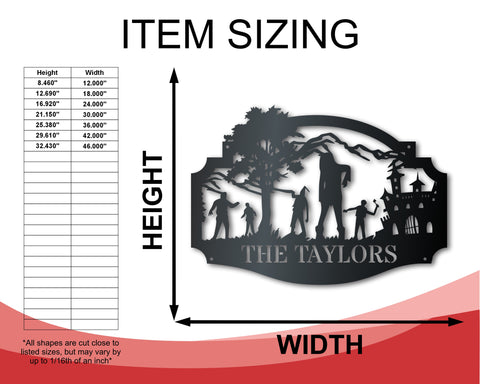 Custom Metal Zombie House Wall Art | Halloween | Indoor Outdoor | Up to 36" | Over 20 Color Options