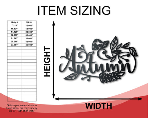 Metal Autumn Wall Art | Indoor Outdoor | Up to 36" | Over 20 Color Options