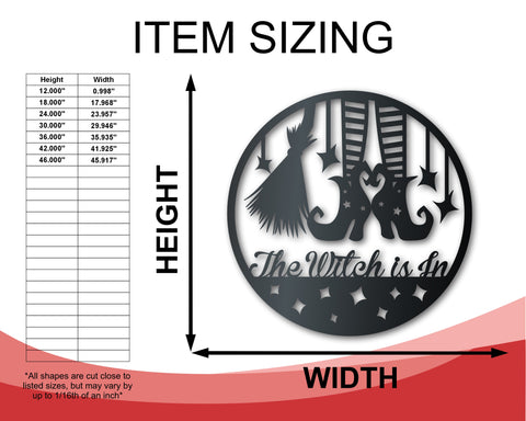 Custom Metal Witch Feet and Broom Wall Art | Halloween | Indoor Outdoor | Up to 36" | Over 20 Color Options