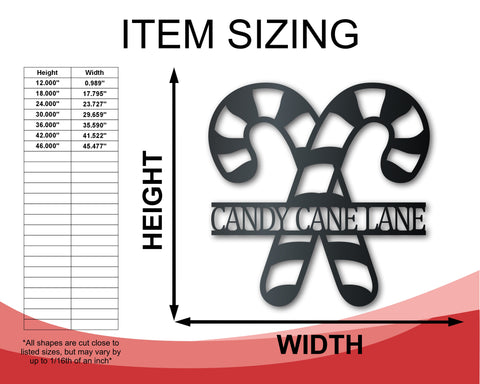 Custom Metal Candy Canes Wall Art | Christmas Holiday Winter | Indoor Outdoor | Up to 36" | Over 20 Color Options