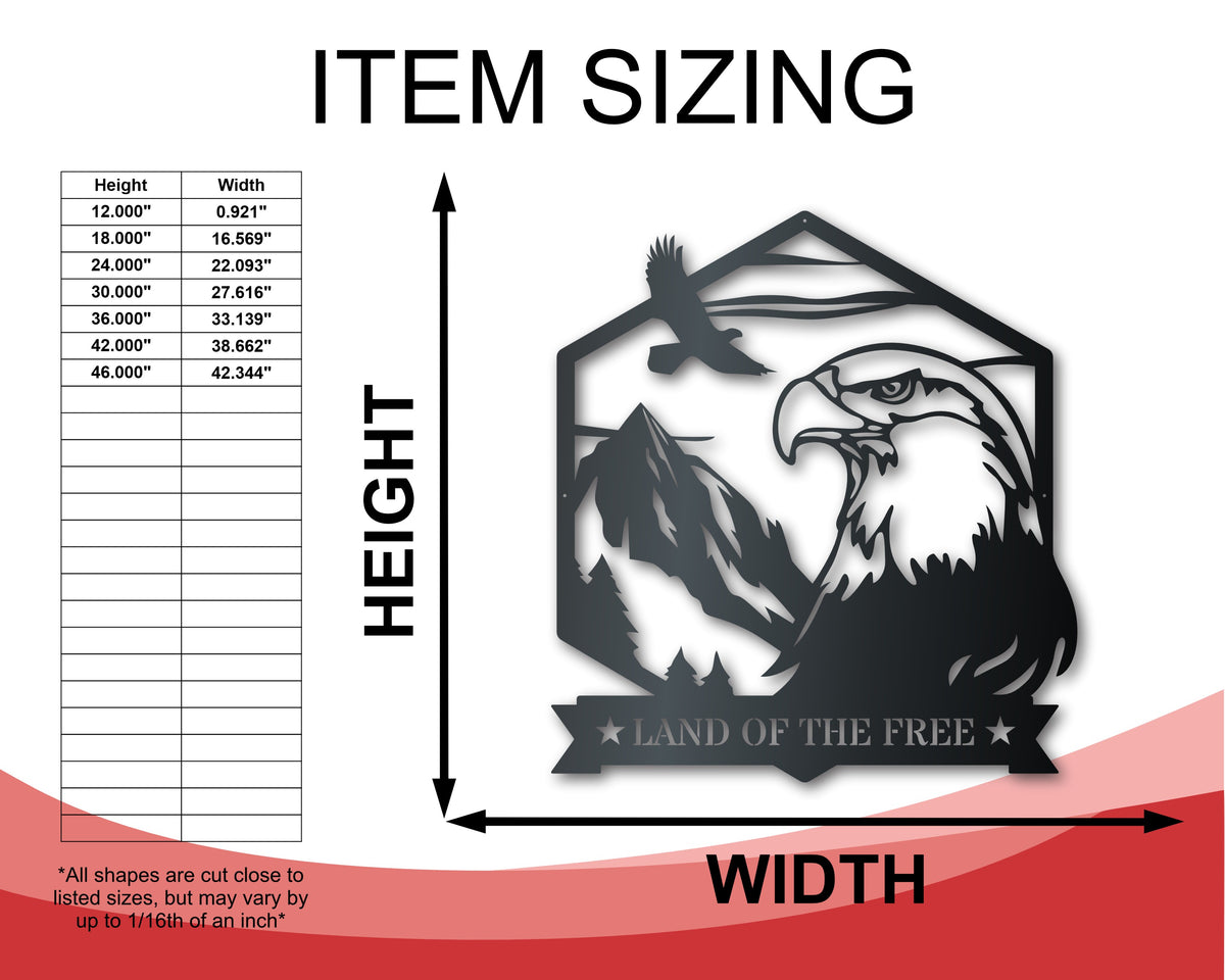 Bald Eagle Metal Sign | Patriotic Mountain Wall Art | Indoor Outdoor