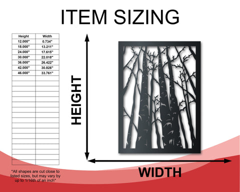 Birch Trees Metal Wall Art | Indoor Outdoor | Up to 46" | Over 20 Color Options