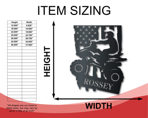 Customizable American Quad Metal Sign | Indoor Outdoor | Up to 46" | Over 20 Color Options