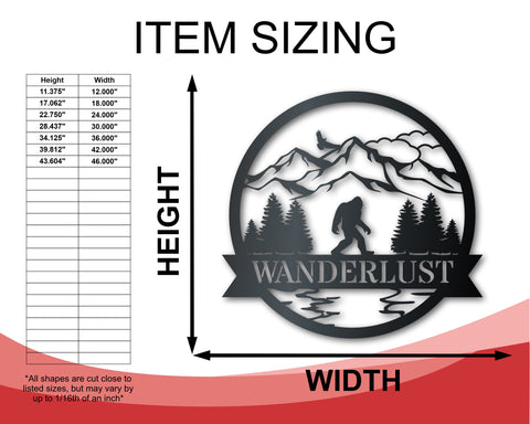 Custom Metal Bigfoot Mountain Wall Art | Paranormal Cryptid Decor | Indoor Outdoor | Up to 46" | Over 20 Color Options