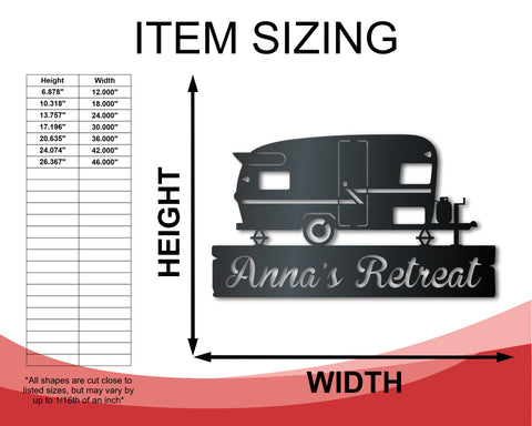 Custom Metal Camper Van Monogram Wall Art | Indoor Outdoor | Up to 46" | Over 20 Color Options