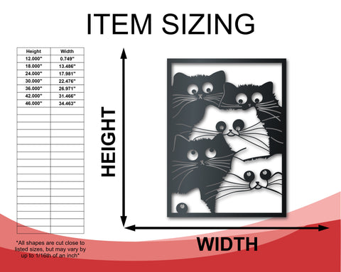 Metal Crazy for Cats Wall Art | Indoor Outdoor | Up to 46" | Over 20 Color Options