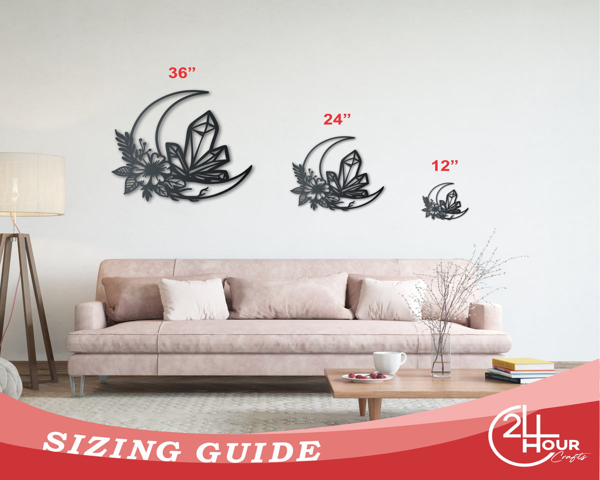 Metal Crystal Crescent Moon Wall Art Indoor Outdoor Up to 46" Ov