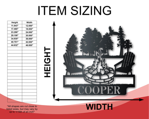 Custom Metal Fireside Monogram Wall Art | Indoor Outdoor | Up to 46" | Over 20 Color Options