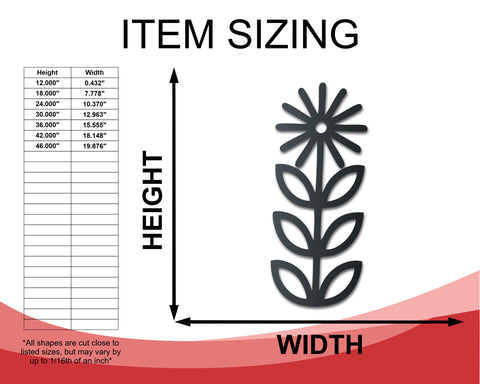 Daisy Folk Flower Metal Wall Art | Indoor Outdoor | Up to 46" | Over 20 Color Options