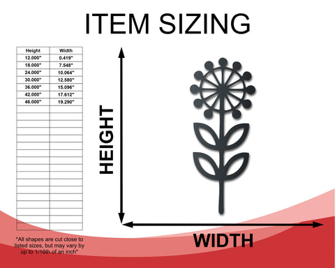 Sunflower Folk Flower Metal Wall Art | Indoor Outdoor | Up to 46" | Over 20 Color Options