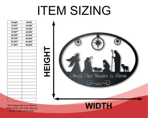 Custom Metal Nativity Scene Wall Art | Christmas | Indoor Outdoor | Up to 36" | Over 20 Color Options