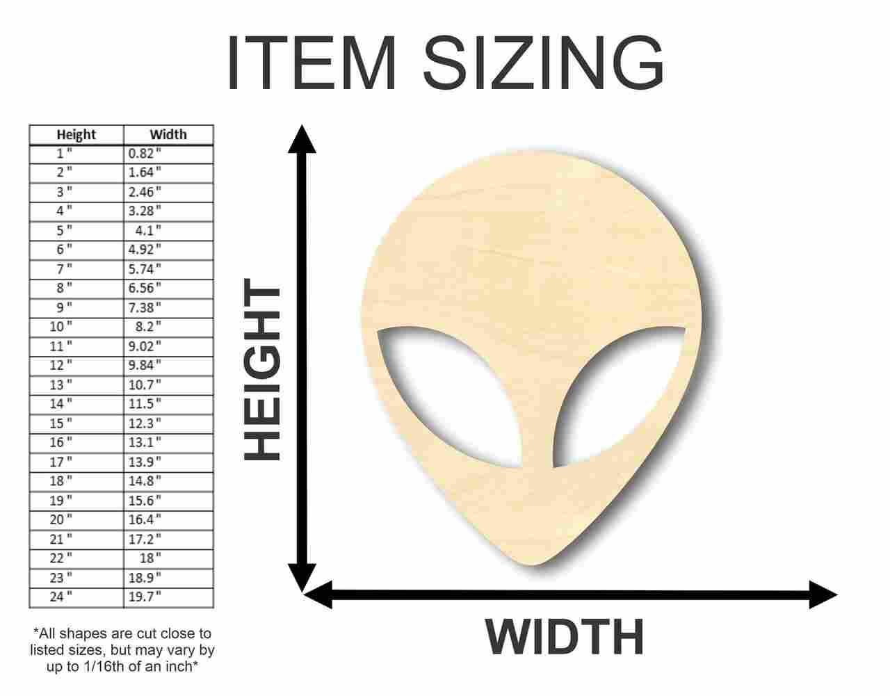 Unfinished Wooden Alien Head - Outer Space - Craft - up to 24" DIY-24 Hour Crafts
