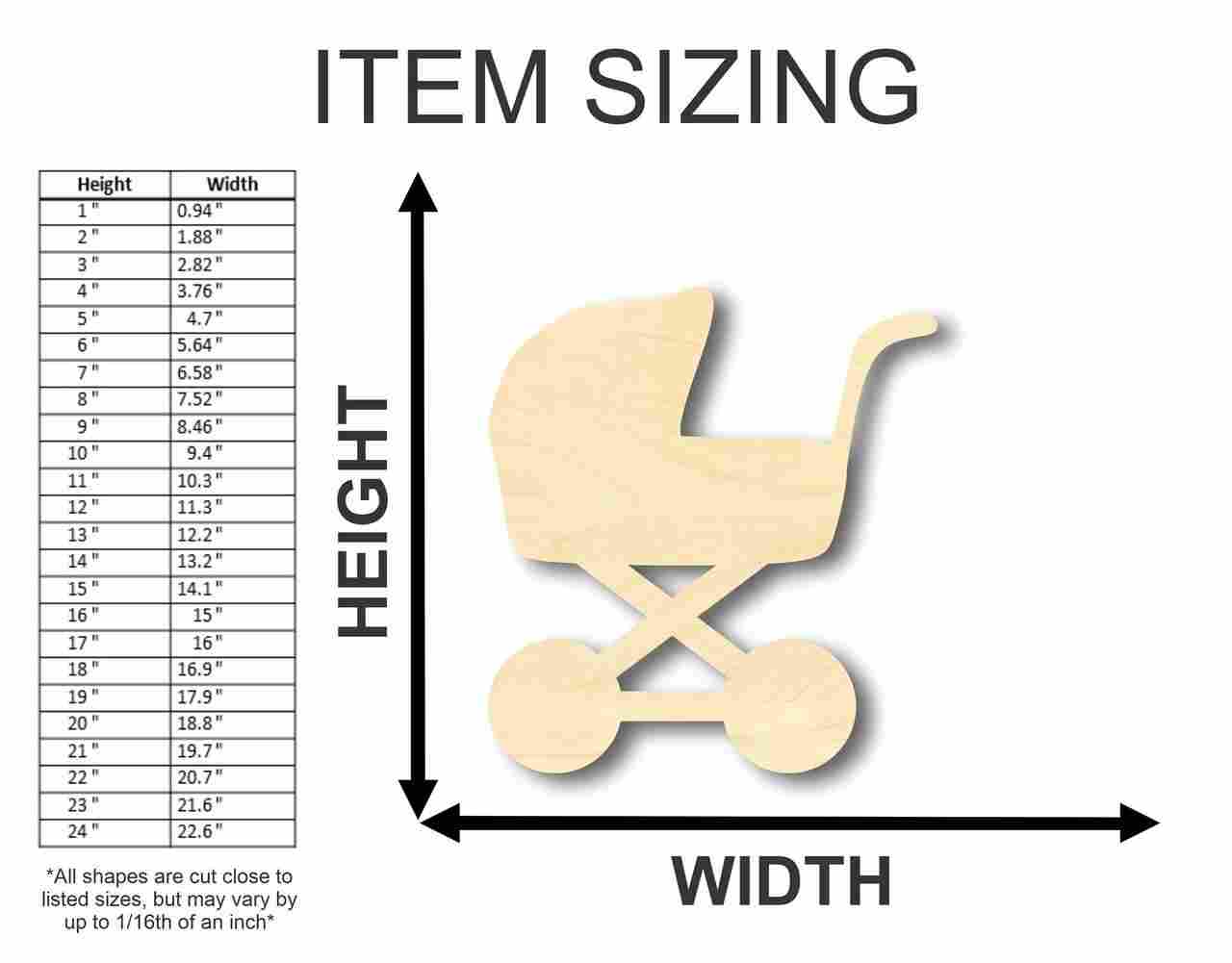 Unfinished Wooden Baby Carriage Shape - Nursery Decor - Craft- up to 24" DIY-24 Hour Crafts