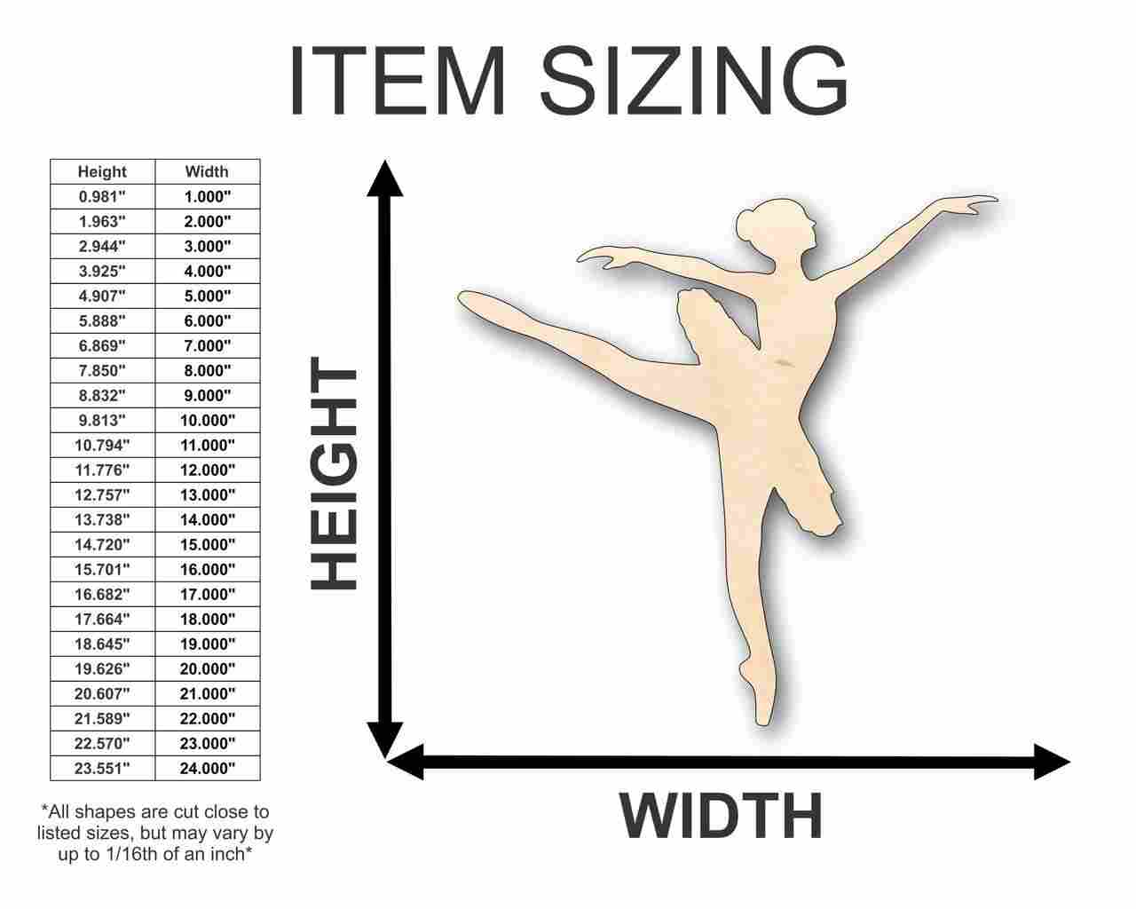 Unfinished Wooden Ballerina Dancer Shape - Craft- up to 24" DIY-24 Hour Crafts