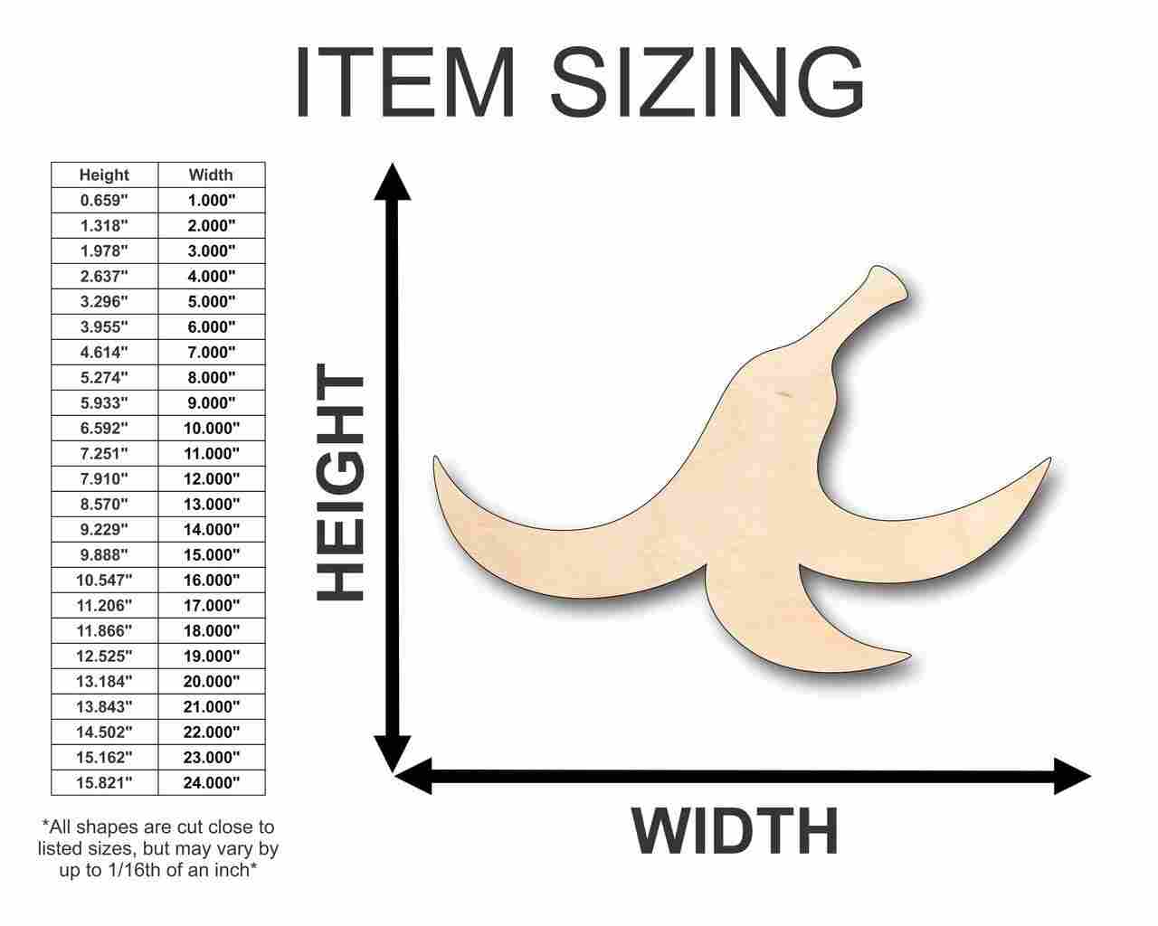 Unfinished Wooden Banana Peel Shape - Fruit - Craft- up to 24" DIY-24 Hour Crafts