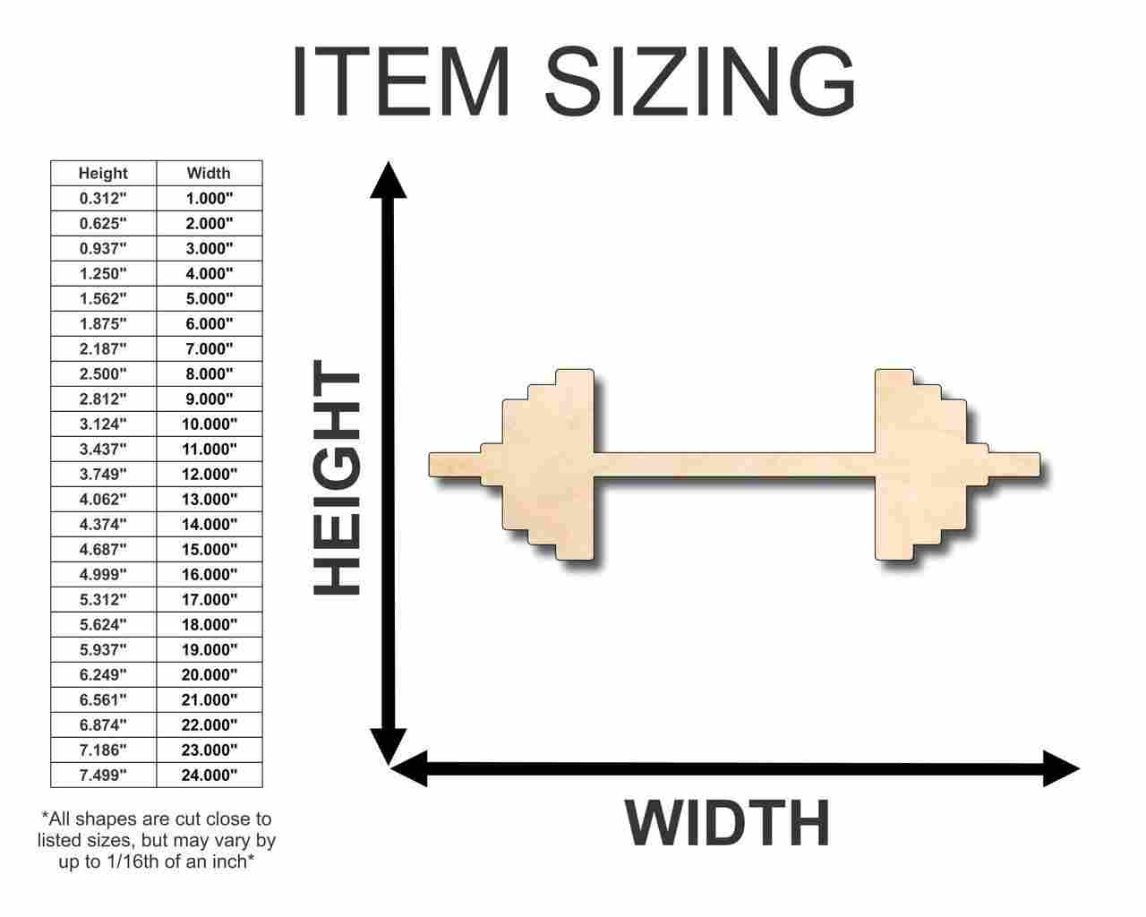 Unfinished Wooden Barbell Weights Shape - Craft - Music - up to 24" DIY-24 Hour Crafts