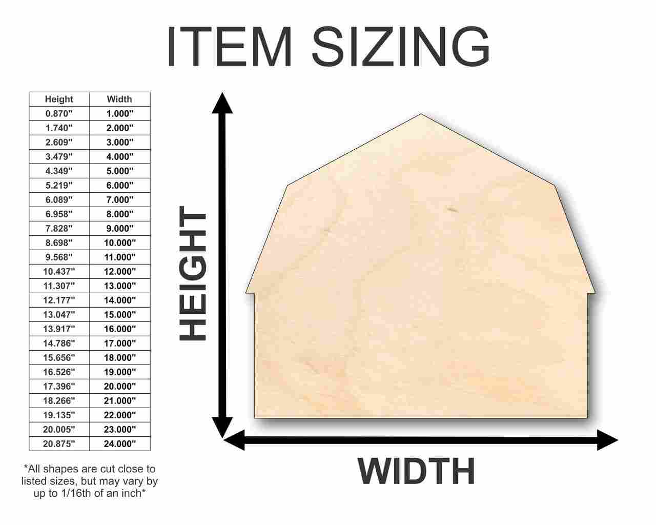 Unfinished Wooden Barn Farm Shape - Craft - up to 24" DIY-24 Hour Crafts