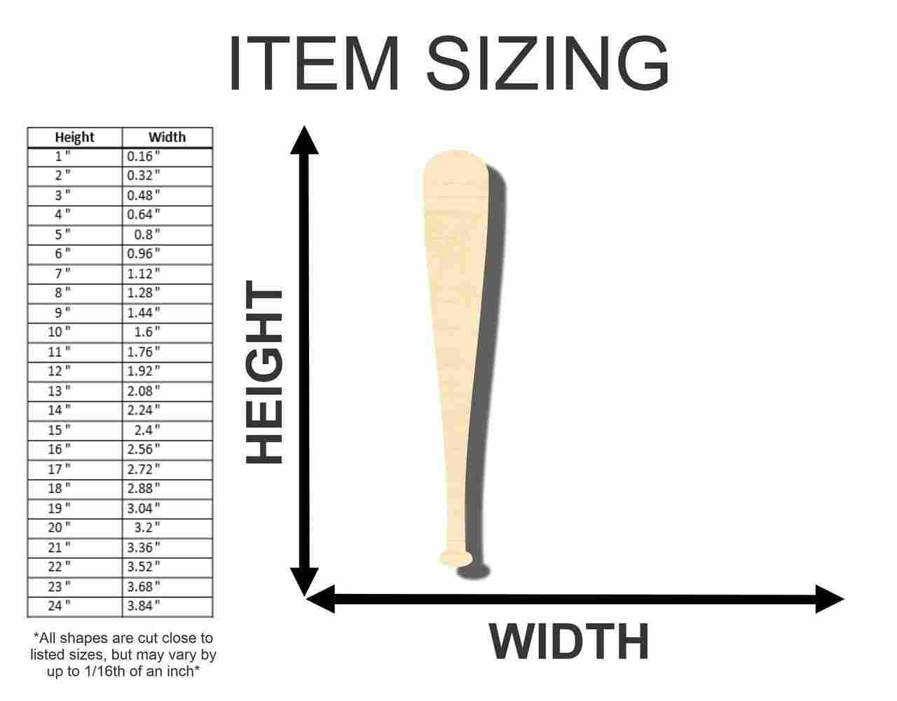 Unfinished Wooden Baseball Bat Shape - Sports - Kids Room Decor - up to 24" DIY-24 Hour Crafts