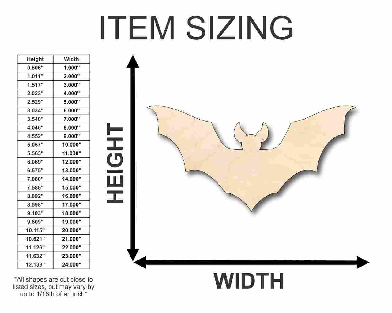 Unfinished Wooden Bat Shape - Animal - Wildlife - Craft - up to 24" DIY-24 Hour Crafts