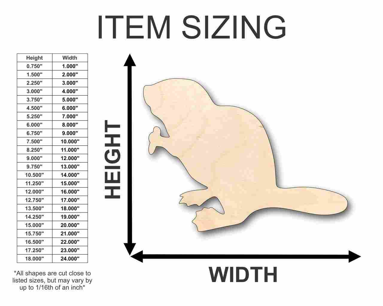 Unfinished Wooden Beaver Shape - Animal - Craft - up to 24" DIY-24 Hour Crafts