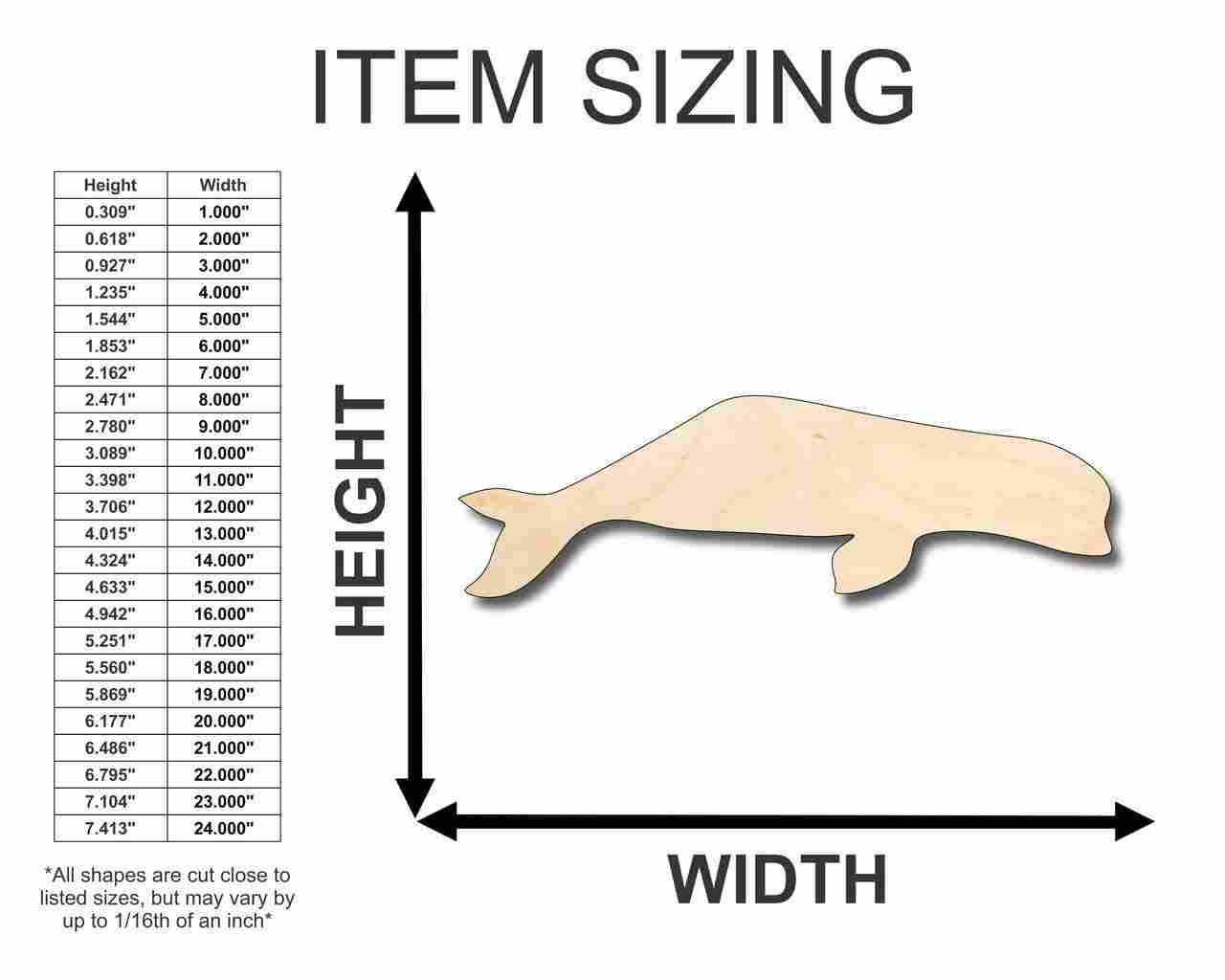 Unfinished Wooden Beluga Whale Shape - Ocean - Craft - up to 24" DIY-24 Hour Crafts