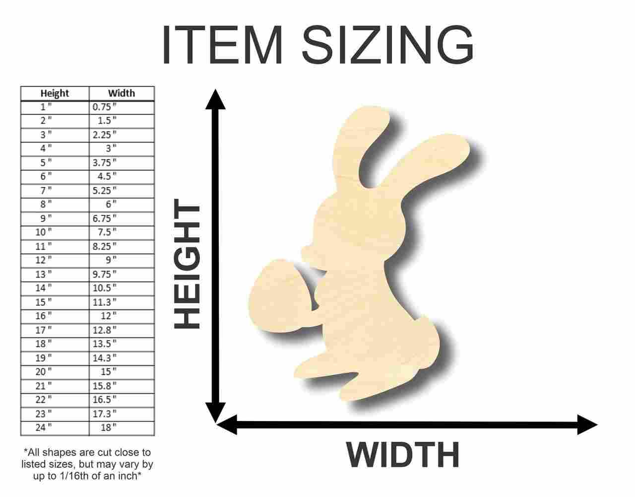 Unfinished Wooden Easter Bunny w- Egg Shape - Craft - up to 24" DIY-24 Hour Crafts