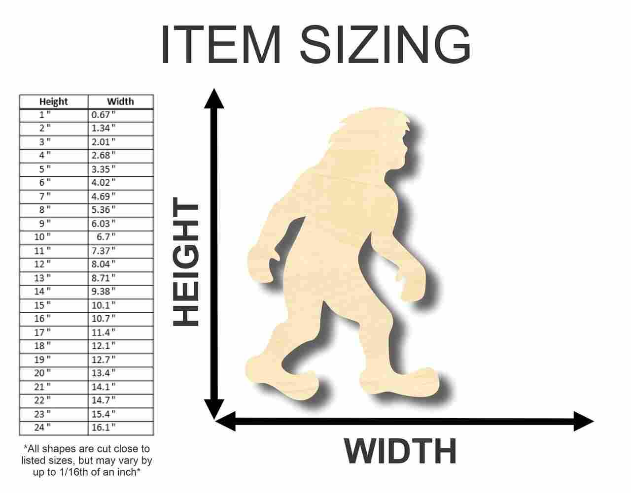 Unfinished Wooden Bigfoot Shape - Craft - up to 24" DIY-24 Hour Crafts