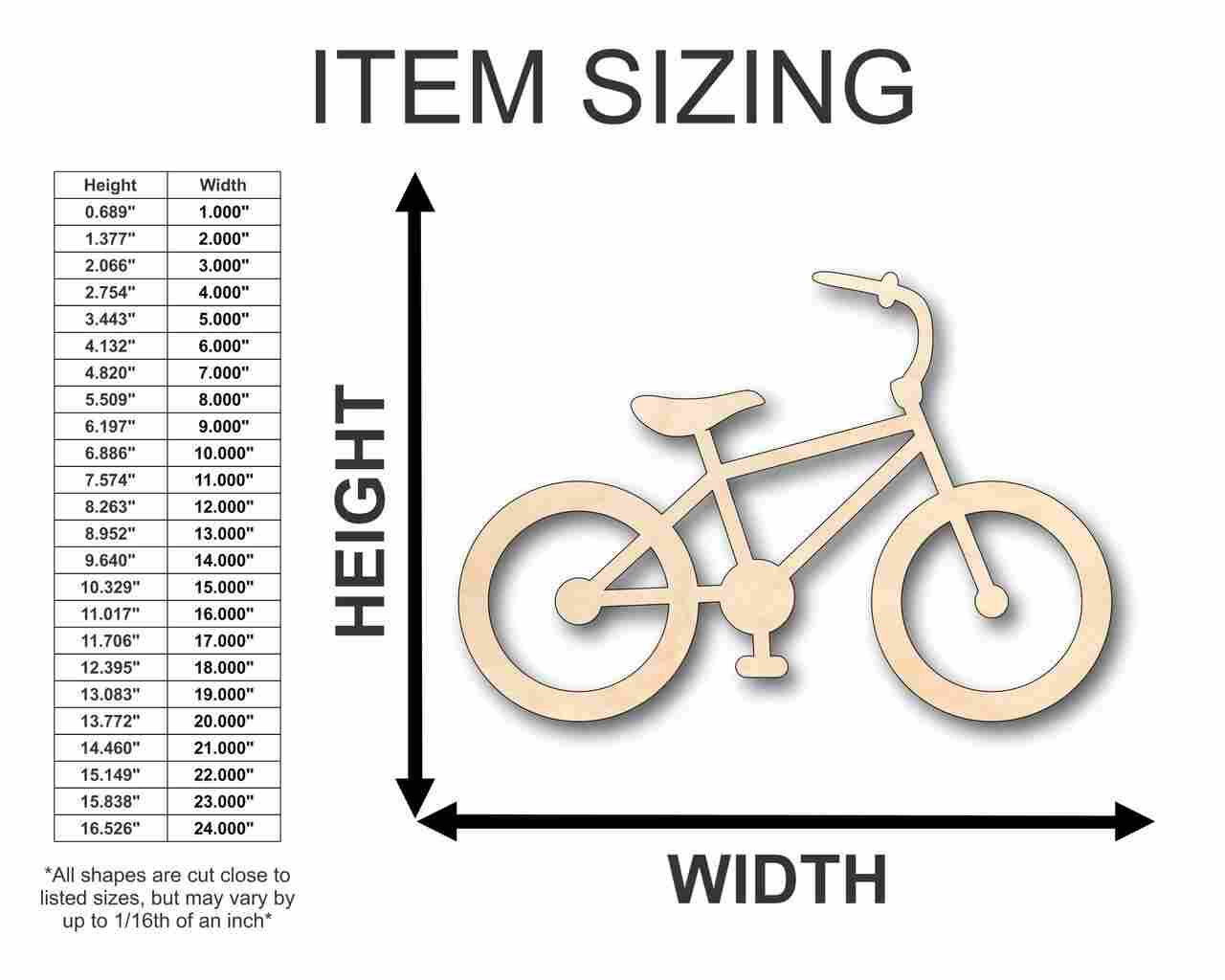 Unfinished Wooden Bicycle Bike Shape - Craft - up to 24" DIY-24 Hour Crafts