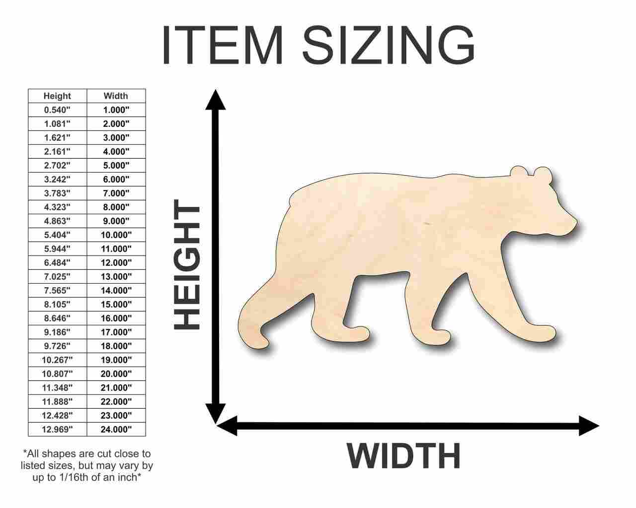 Unfinished Wooden Black Bear Shape - Animal - Craft - up to 24" DIY-24 Hour Crafts