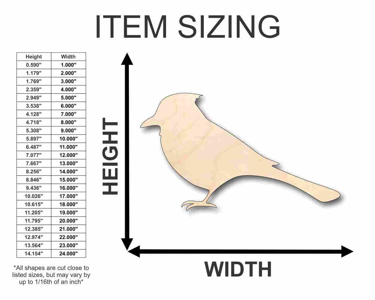 Unfinished Wooden Bluebird Blue Jay Shape - Animal - Wildlife - Craft - up to 24" DIY-24 Hour Crafts