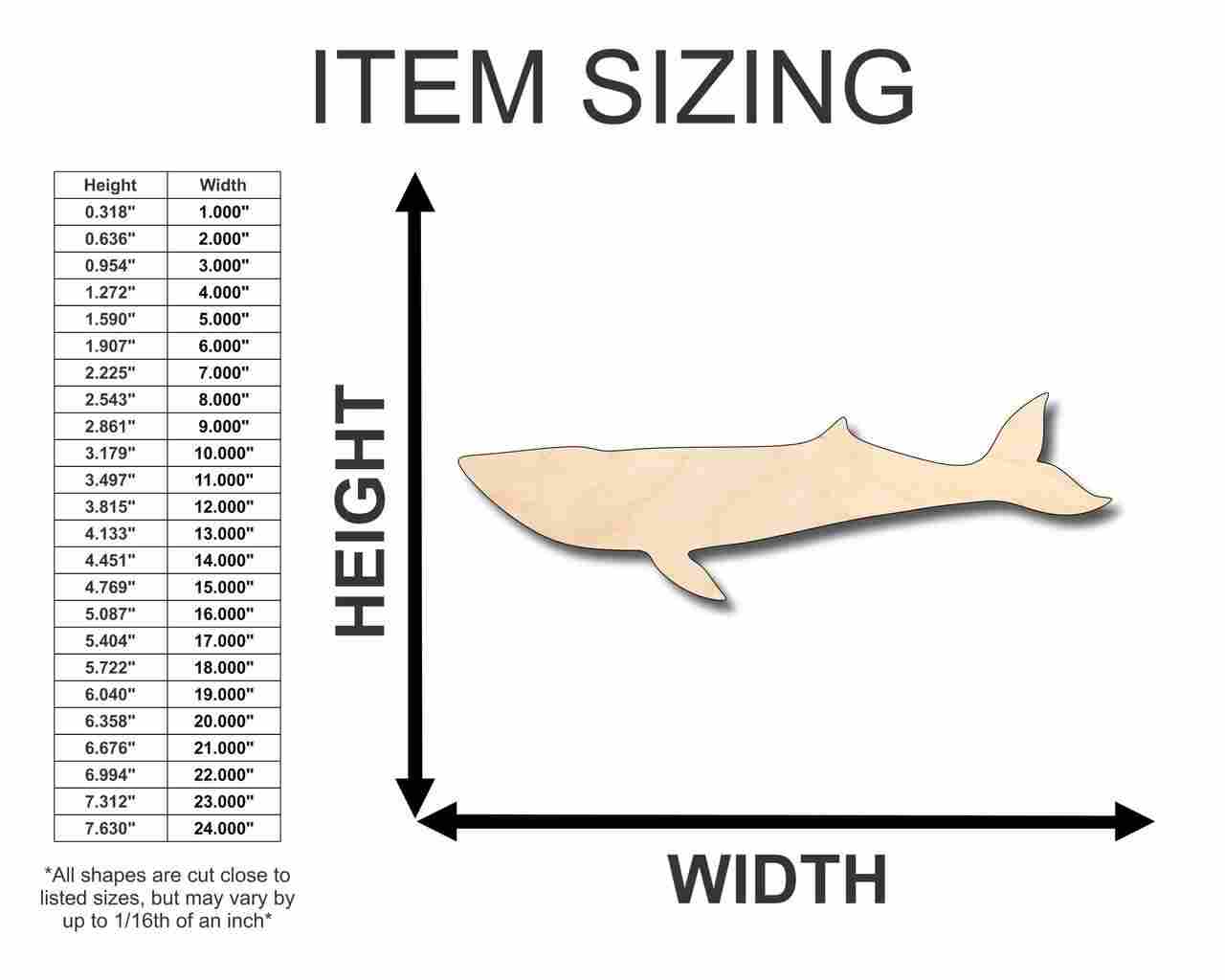 Unfinished Wooden Blue Whale Shape - Ocean - Craft - up to 24" DIY-24 Hour Crafts