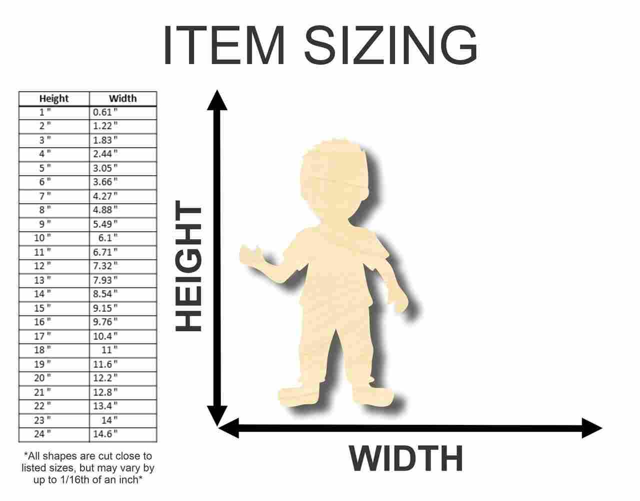 Unfinished Wooden Boy Cut Out Shape - Room Decor - Craft- up to 24" DIY-24 Hour Crafts