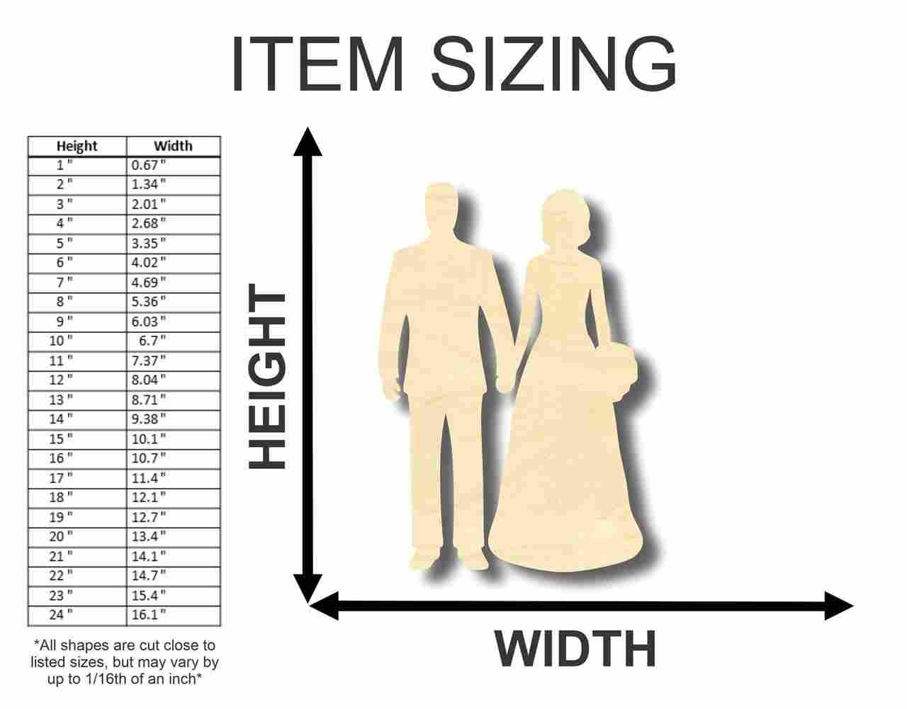 Unfinished Wooden Bride Groom Shape - Wedding - Craft- up to 24" DIY-24 Hour Crafts