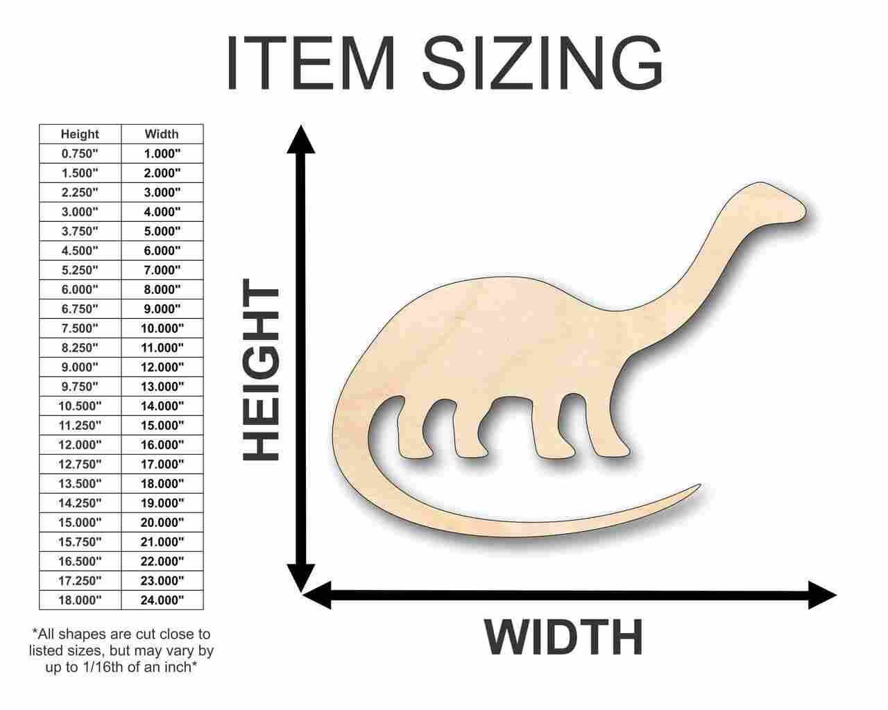 Unfinished Wooden Brontosaurus Shape - Dinosaur - Craft - up to 24" DIY-24 Hour Crafts