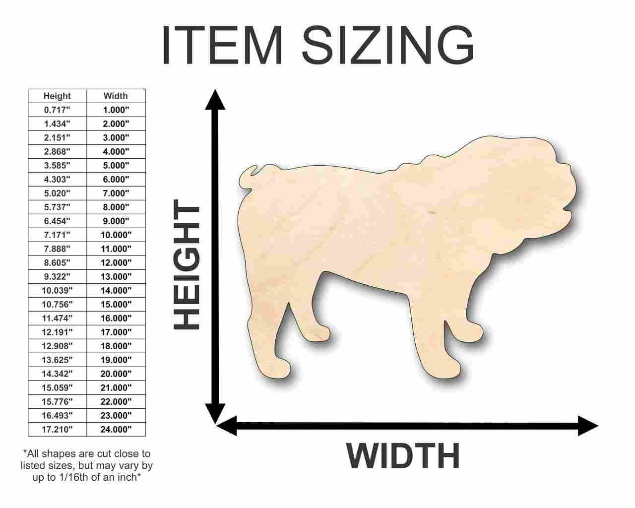 Unfinished Wooden Bulldog Shape - Animal - Pet - Craft - up to 24" DIY-24 Hour Crafts