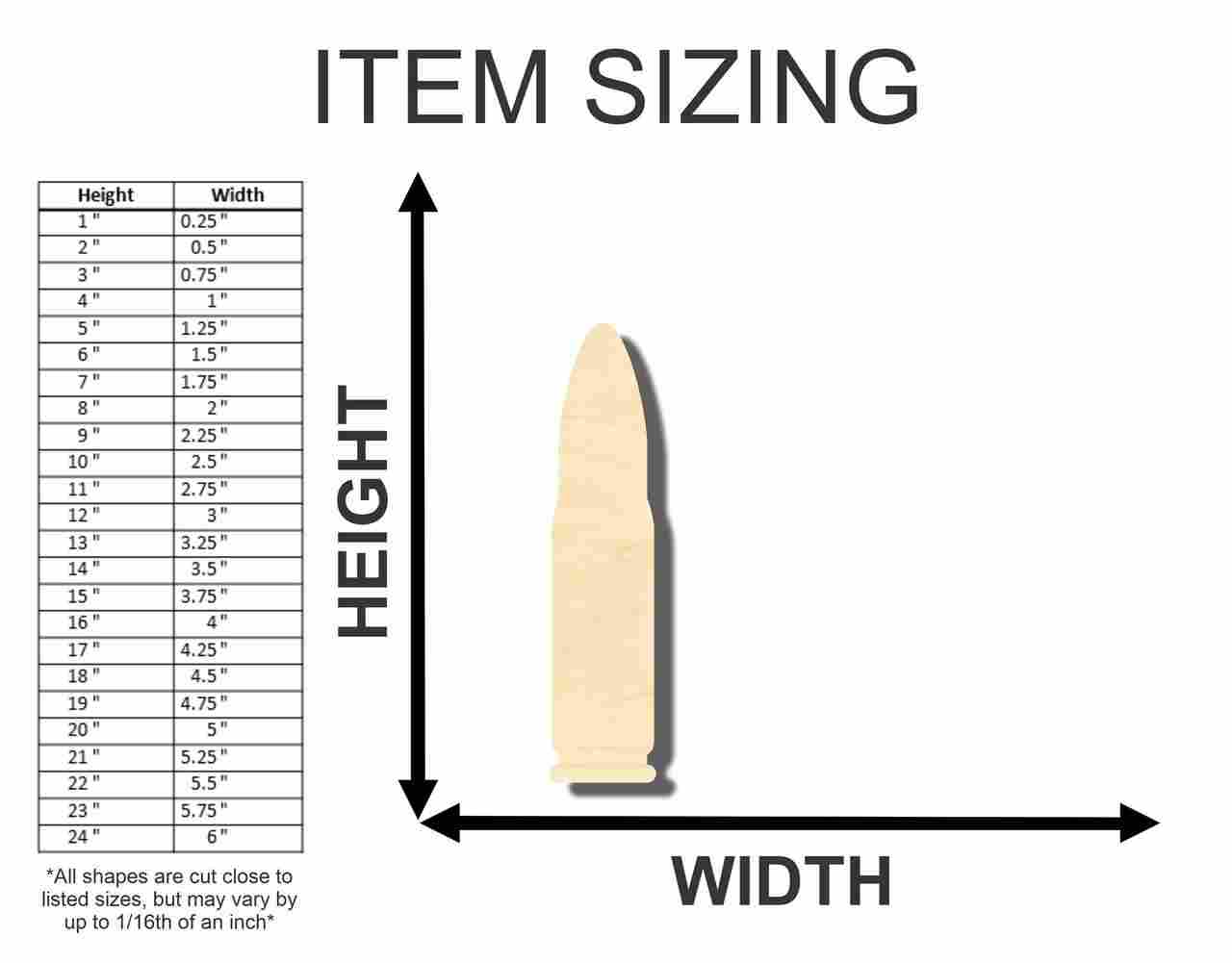 Unfinished Wooden Bullet Shape - Sporting - Craft - up to 24" DIY-24 Hour Crafts