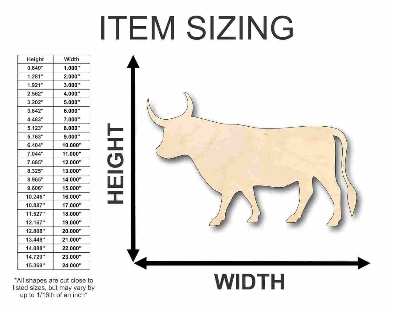 Unfinished Wooden Bull Shape - Animal - Craft - up to 24" DIY-24 Hour Crafts