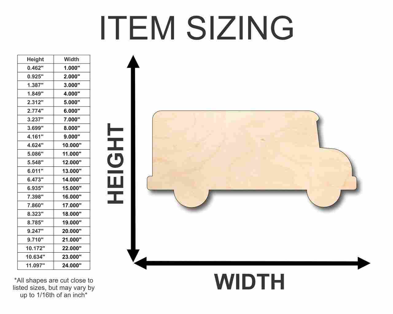 Unfinished Wooden Bus Shape - Craft - up to 24" DIY-24 Hour Crafts