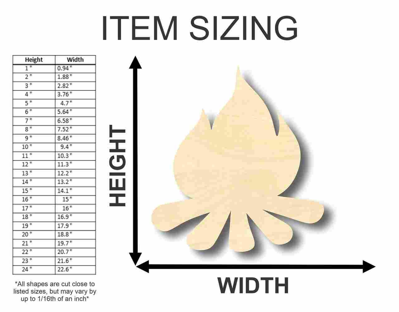 Unfinished Wooden Campfire Shape - Camping - Craft - up to 24" DIY-24 Hour Crafts