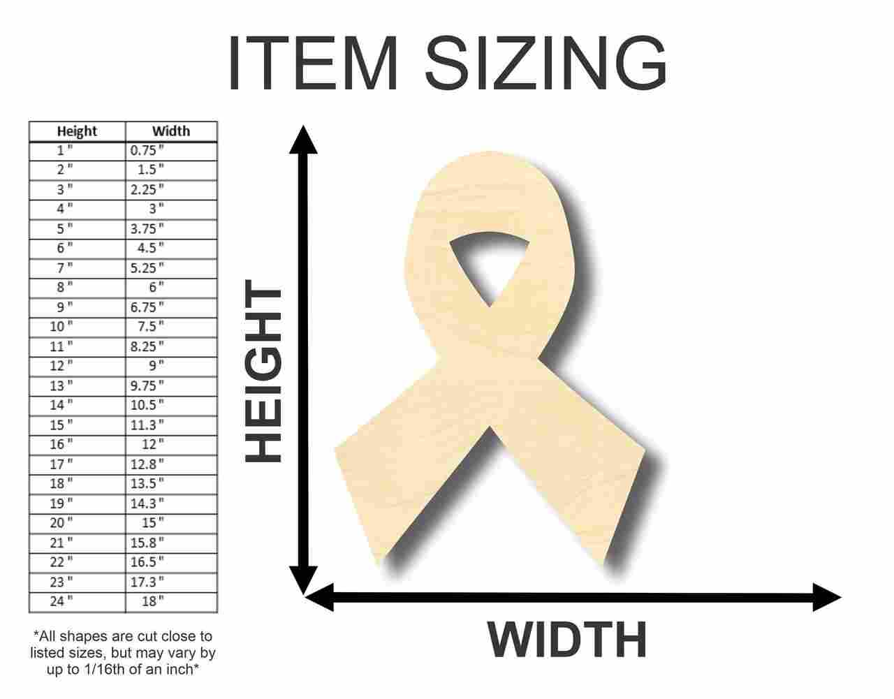 Unfinished Wooden Cancer Ribbon Shape - Craft - up to 24" DIY-24 Hour Crafts