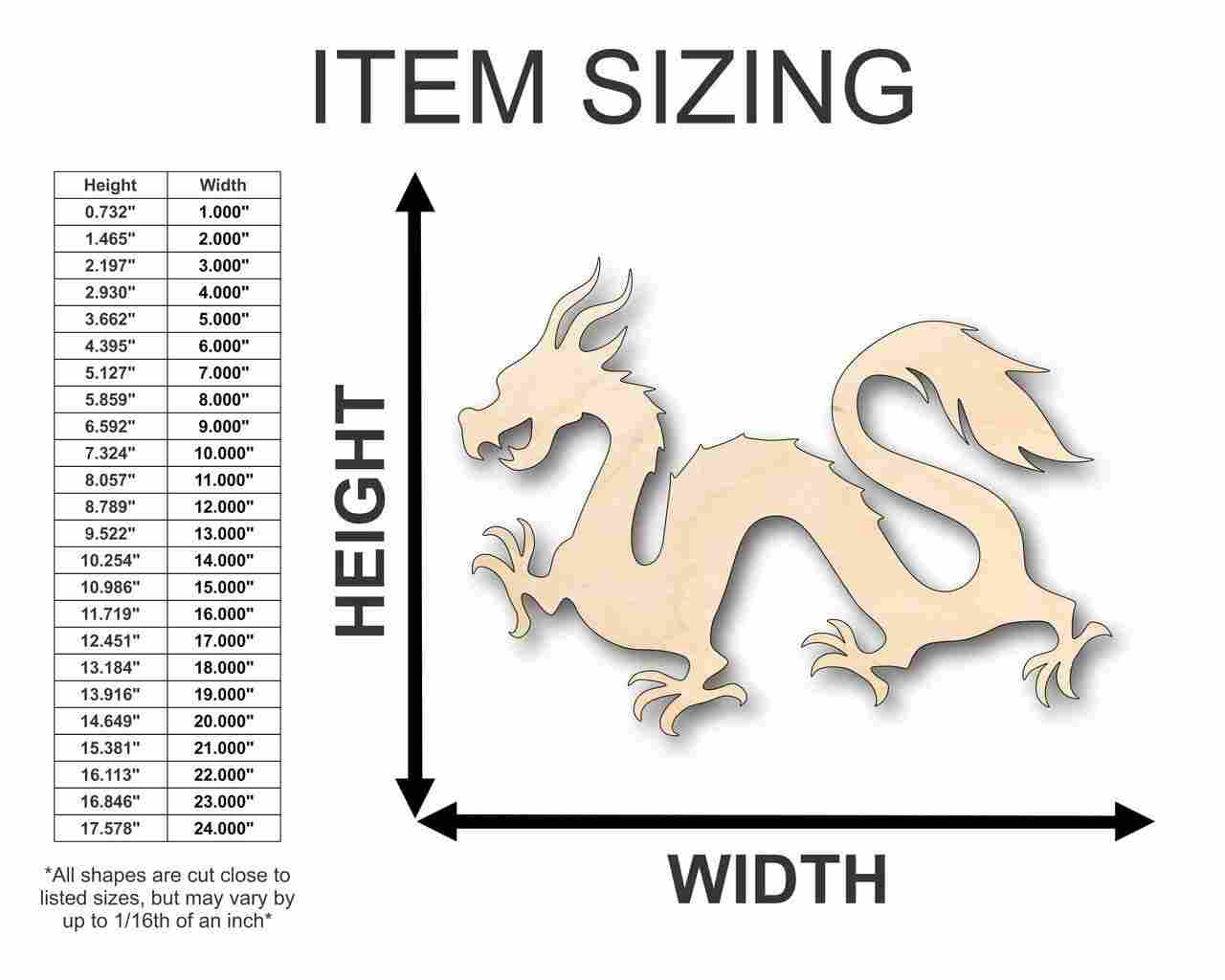 Unfinished Wooden Chinese Dragon Shape - Craft - up to 24" DIY-24 Hour Crafts