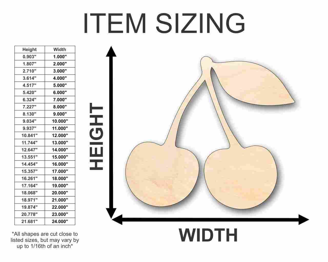 Unfinished Wooden Cherry Shape - Fruit - Craft - up to 24" DIY-24 Hour Crafts