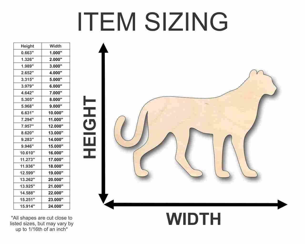 Unfinished Wooden Cheetah Shape - Animal - Wildlife - Craft - up to 24" DIY-24 Hour Crafts