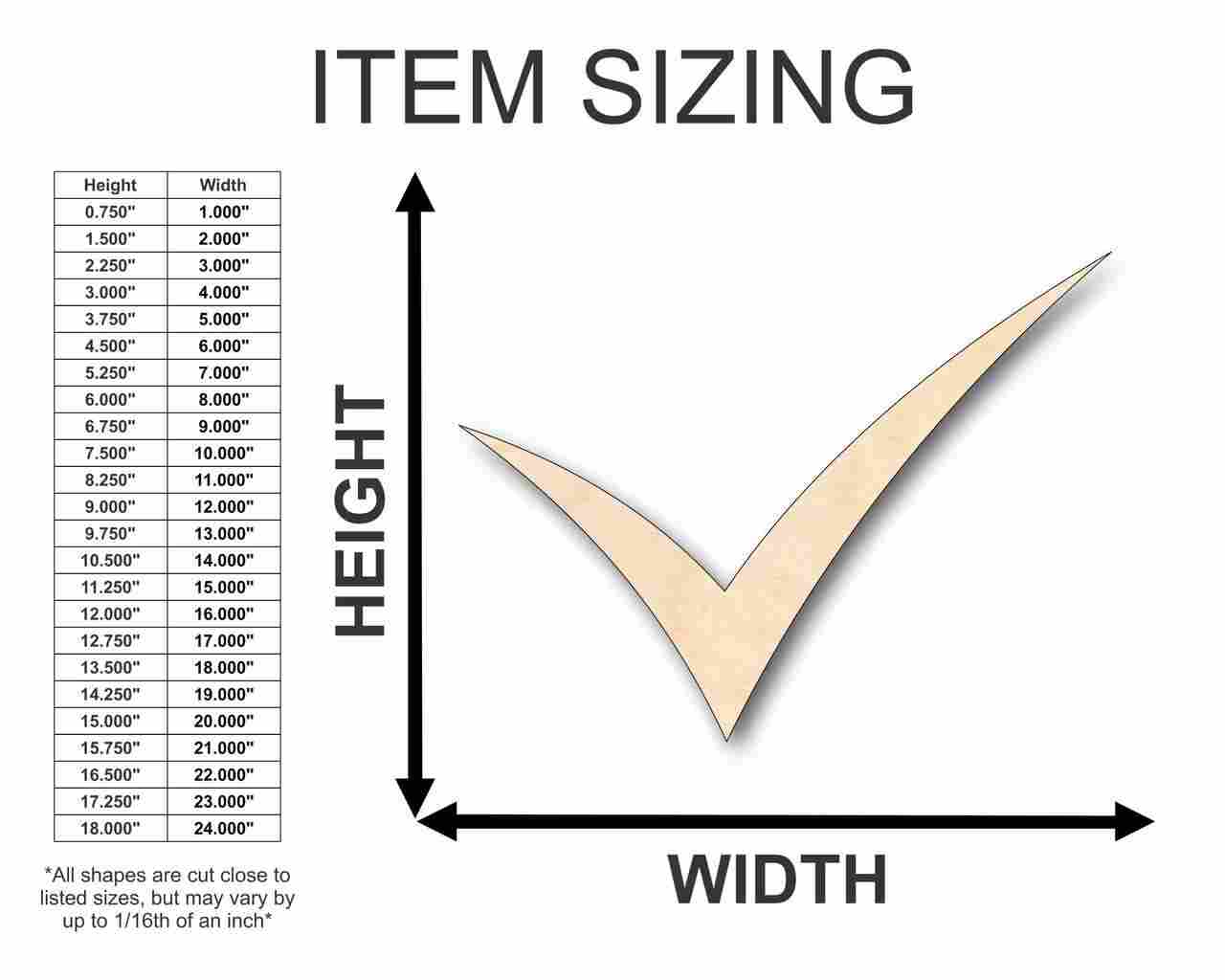 Unfinished Wooden Check Mark Symbol - Craft - up to 24" DIY-24 Hour Crafts