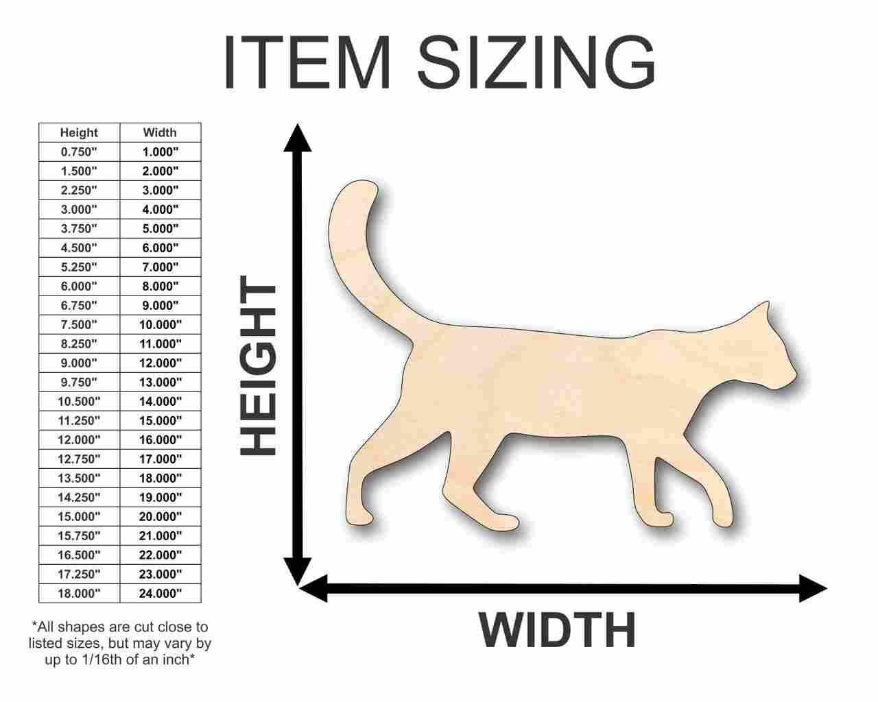 Unfinished Wooden Cat Shape - Animal - Pet - Craft - up to 24" DIY-24 Hour Crafts